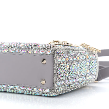 Christian Dior Metallic Calfskin Satin Celestial Bead Embroidery Small My Lady Dior Grey 9 of 10