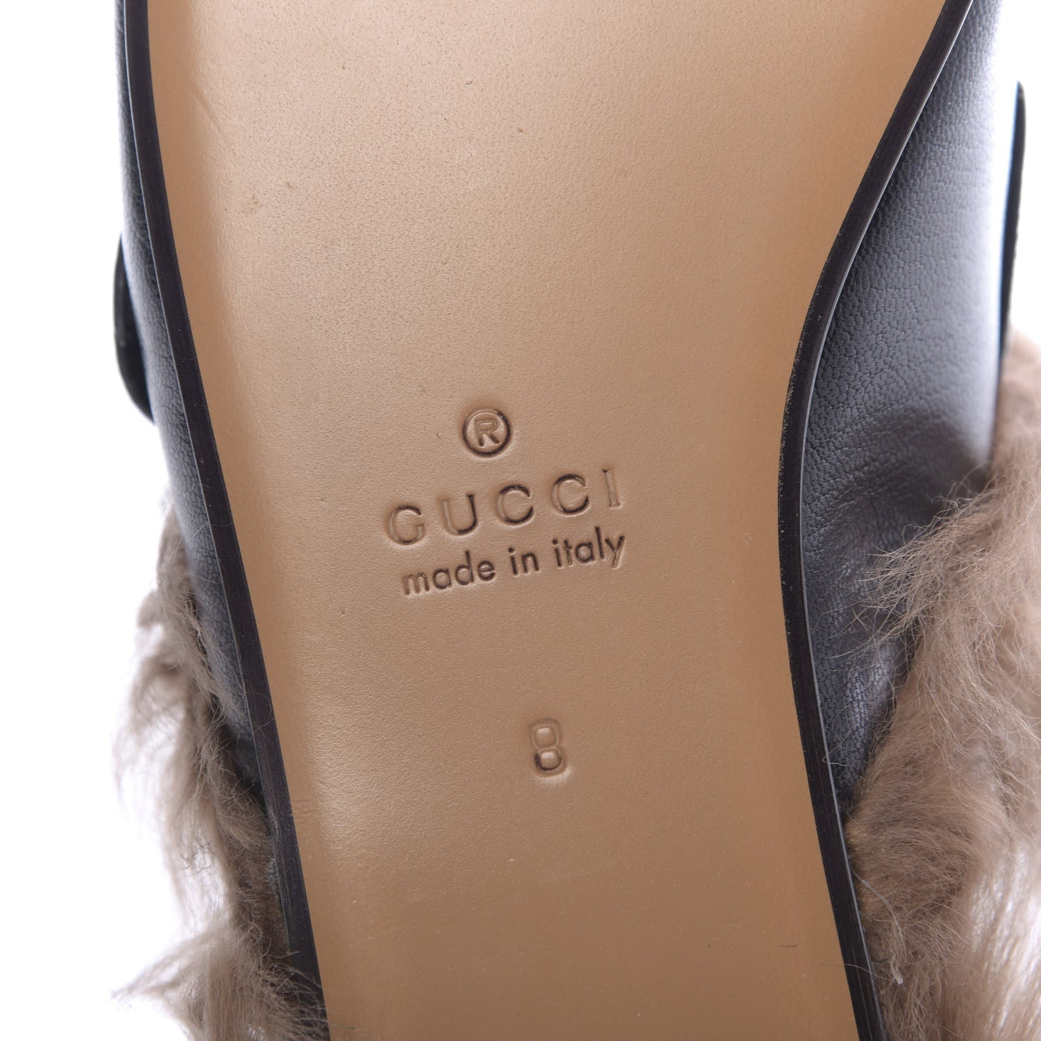 Gucci Goatskin Fur Web GG Tiger Embroidered Mens Princetown Slippers 8 Black 8 of 9