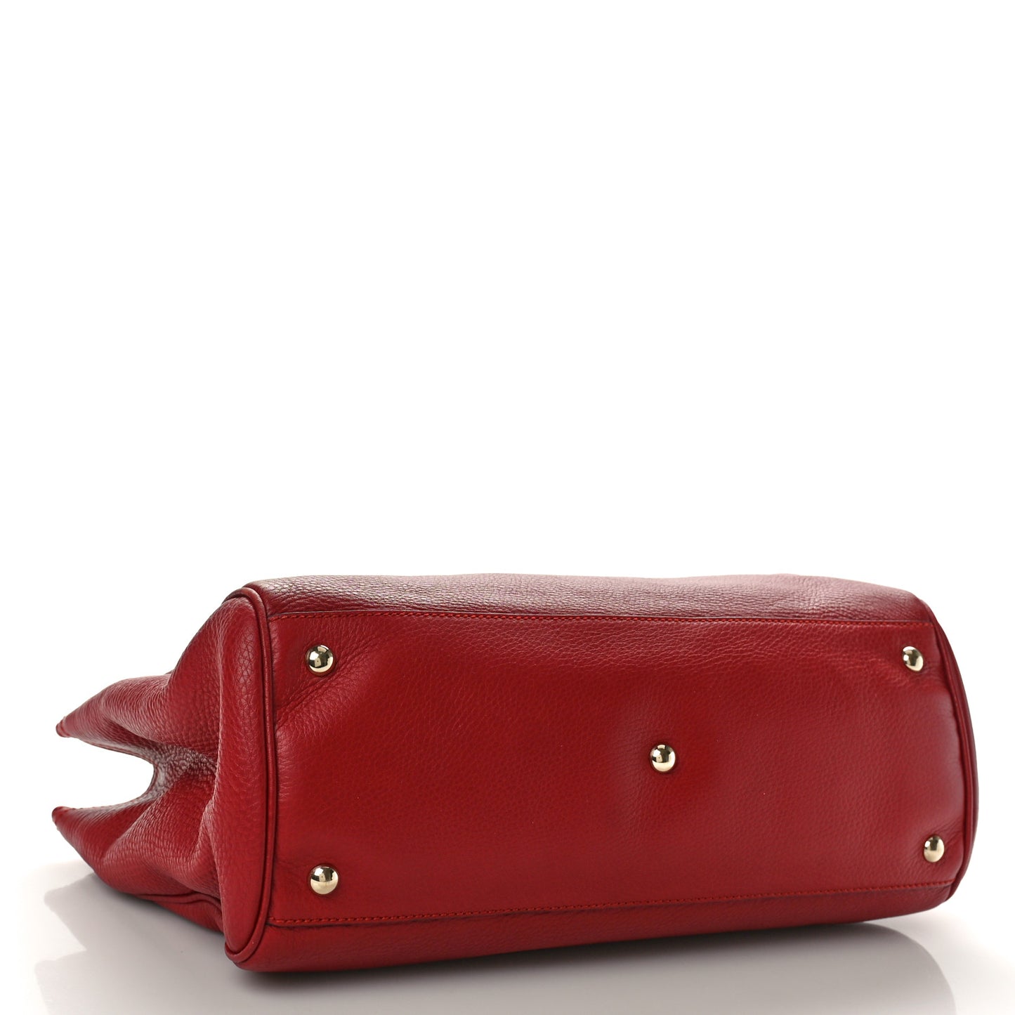 Pebbled Calfskin Medium Bamboo Shopper Tote Red