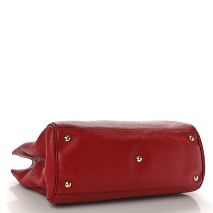 Gucci Pebbled Calfskin Medium Bamboo Shopper Tote Red 4 of 10