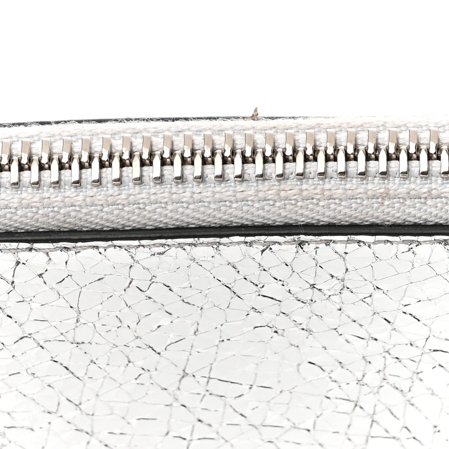 Metallic Textured Calfskin Loubila Chain Clutch Silver