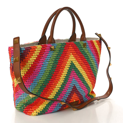 Valentino Garavani Raffia Calfskin Rockstud Summer Tote Multicolor 3 of 13