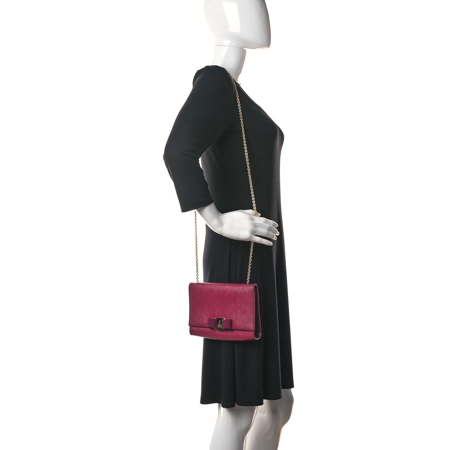 Calfskin Mini Miss Vara Bow Chain Bag Burgundy