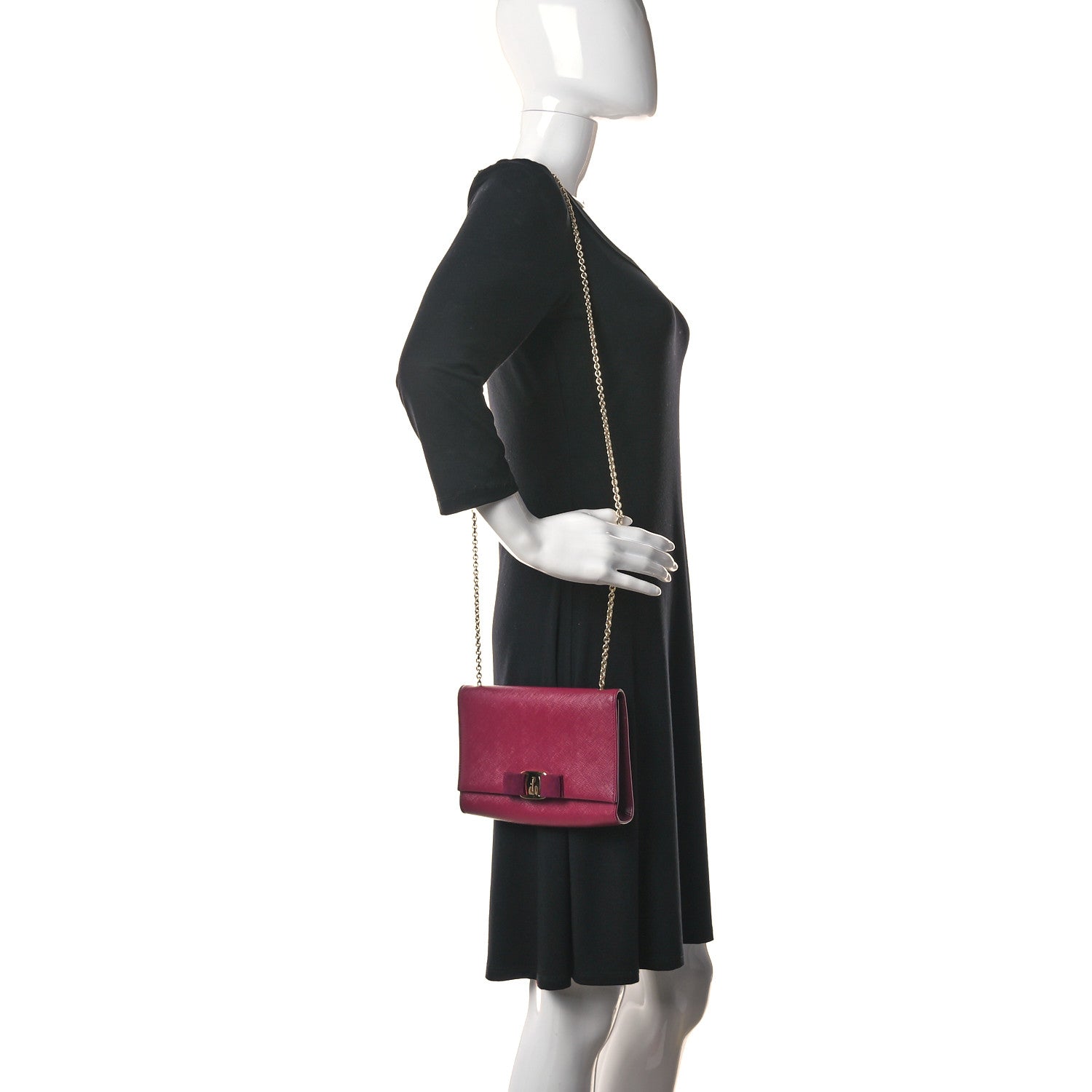Salvatore Ferragamo Calfskin Mini Miss Vara Bow Chain Bag Burgundy 2 of 10