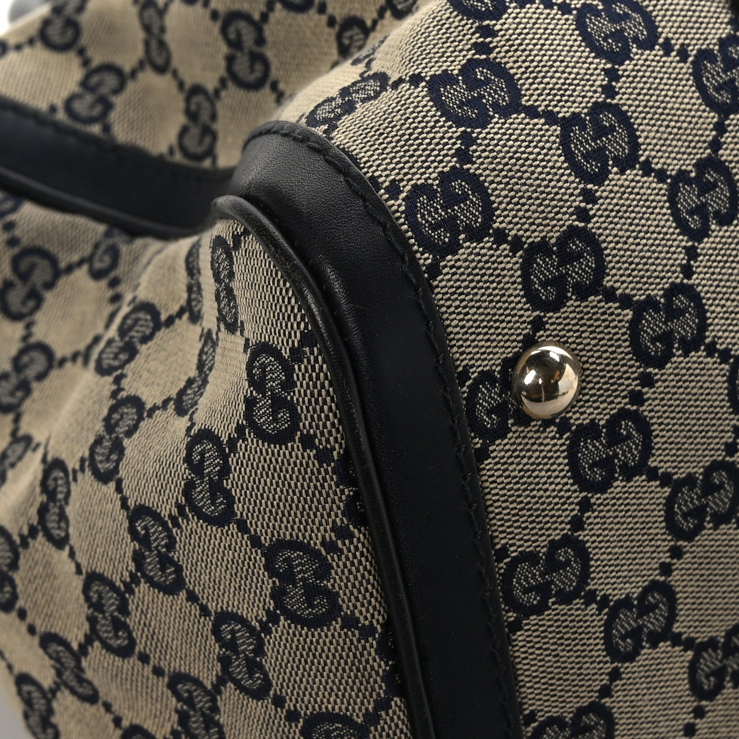 Gucci Monogram Selleria Calfskin Vintage Web Medium Boston Beige Blue 8 of 11