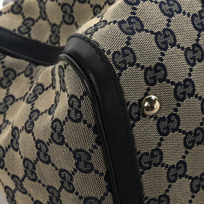 Gucci Monogram Selleria Calfskin Vintage Web Medium Boston Beige Blue 8 of 11
