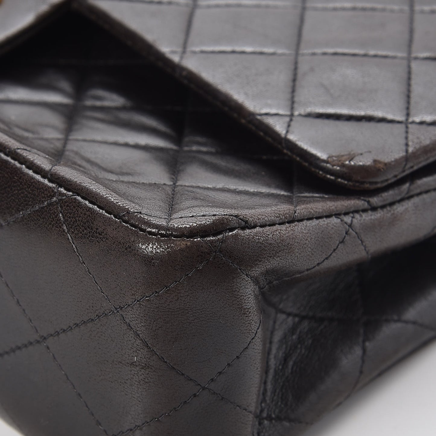 Lambskin Quilted Medium Double Flap Black