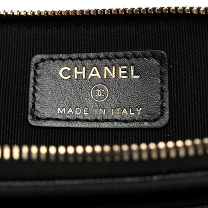 Chanel Caviar Quilted Crystal Zip Card Holder Wallet Black 6 of 8