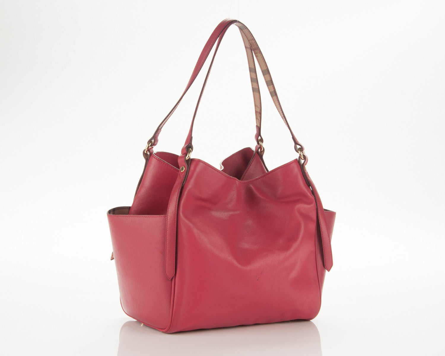 Burberry Calfskin Small Canterbury Tote Dark Pink 3 of 13