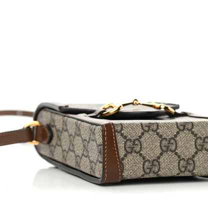 Gucci GG Supreme Monogram Mini Horsebit 1955 Crossbody Bag Beige Brown Sugar 9 of 12
