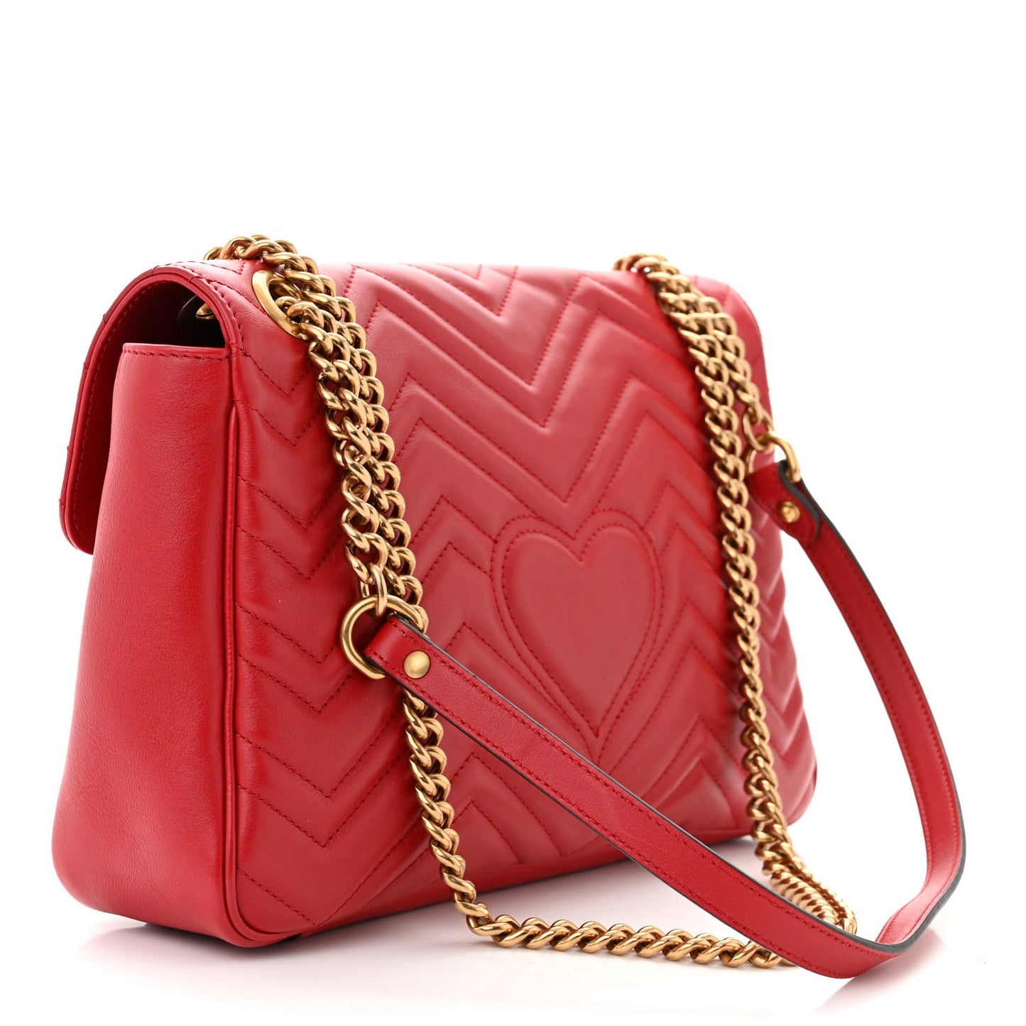 Calfskin Matelasse Medium GG Marmont Shoulder Bag Hibiscus Red