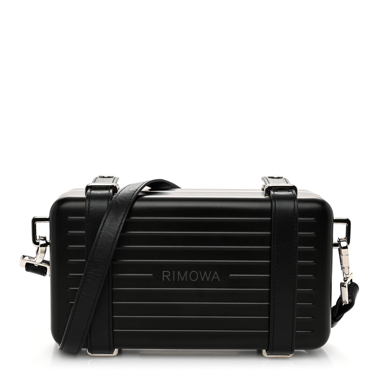 X RIMOWA Aluminum Personal Clutch On Strap Black