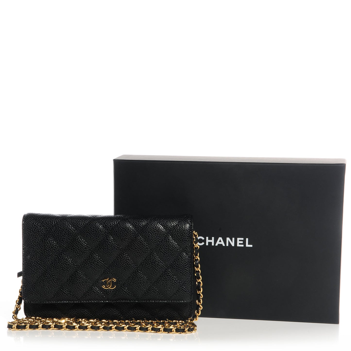 Caviar Quilted Wallet On Chain WOC Black