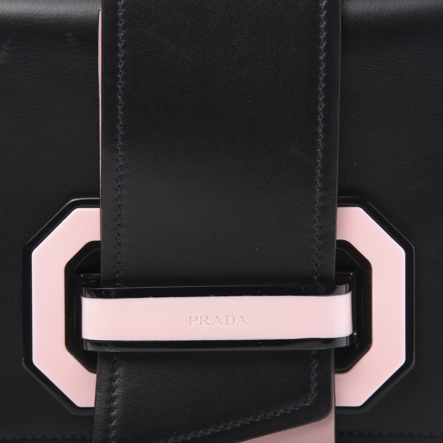 Prada City Calf Plex Ribbon Bag Black Rosa 12 of 12