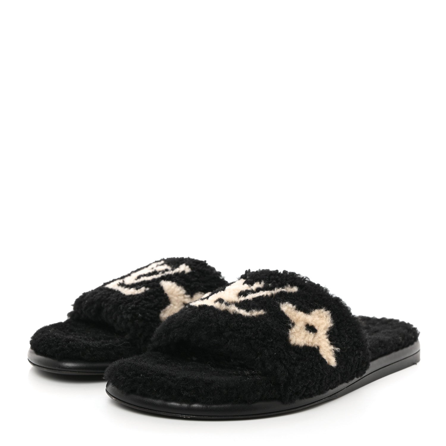 Louis Vuitton Shearling Magnetic Flat Mule 40 Black 3 of 9