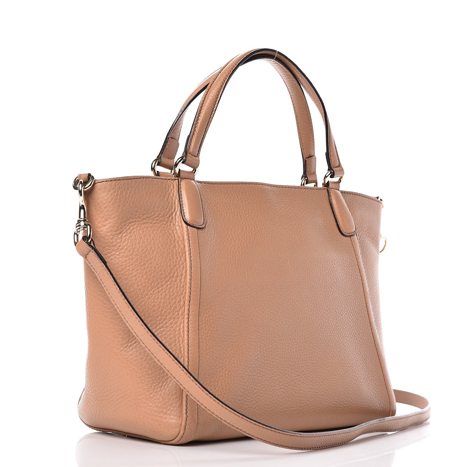 Gucci Pebbled Calfskin Small Soho Top Handle Bag Camelia 3 of 11