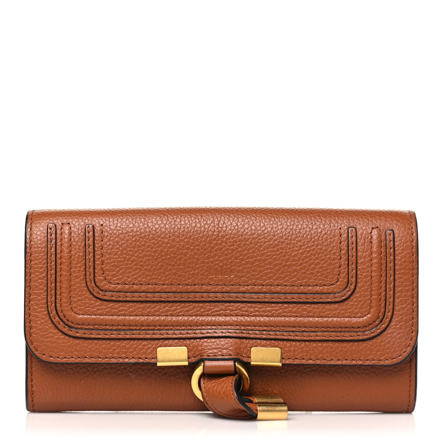 Chloe Calfskin Marcie Continental Flap Wallet Tan 1 of 8