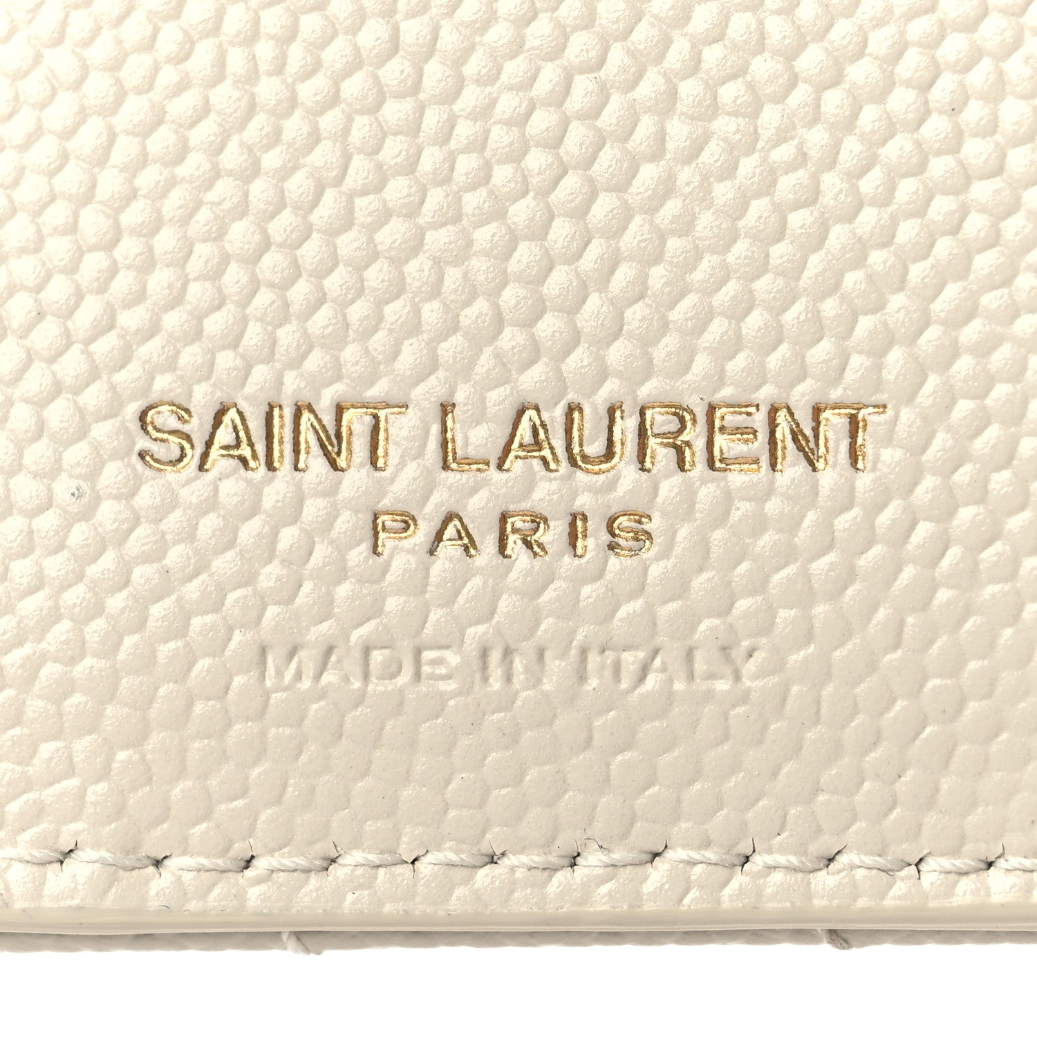 Saint Laurent Grain De Poudre Matelasse Chevron Monogram Zipped Card Case Crema Soft 7 of 10