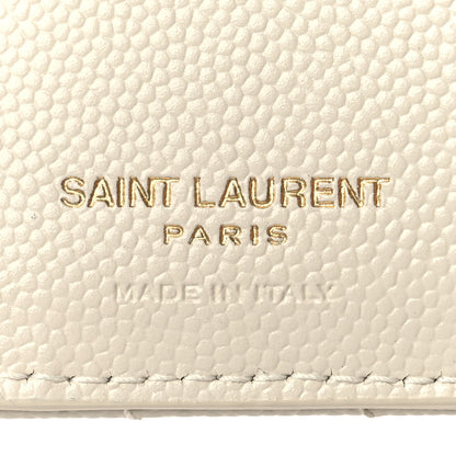 Saint Laurent Grain De Poudre Matelasse Chevron Monogram Zipped Card Case Crema Soft 7 of 10
