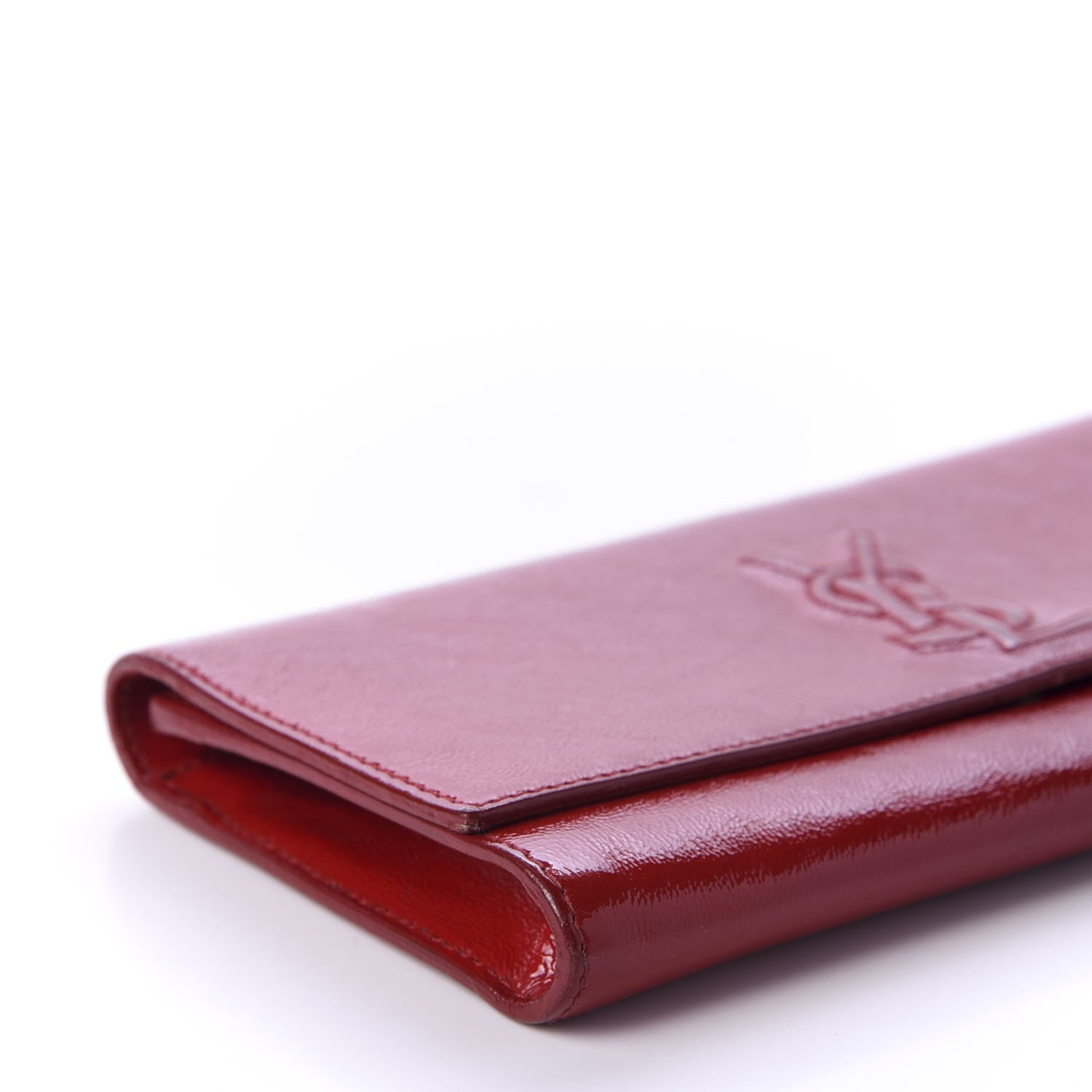 Saint Laurent Textured Patent Monogram Small Belle De Jour Clutch Red 6 of 10