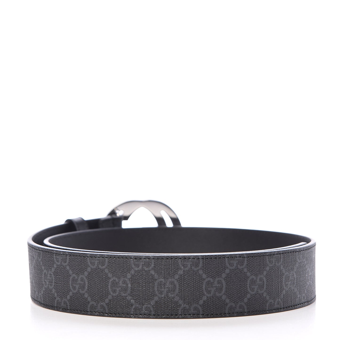 GG Supreme Monogram Selleria Calfskin Interlocking G 40mm Belt 90 36 Black Grey