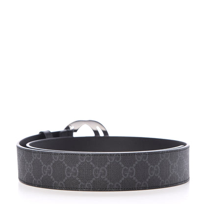 Gucci GG Supreme Monogram Selleria Calfskin Interlocking G 40mm Belt 90 36 Black Grey 4 of 7