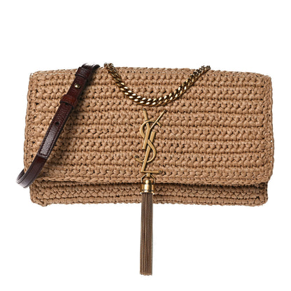 Saint Laurent Raffia Monogram Tassel Kate 99 Dark Nude 1 of 11