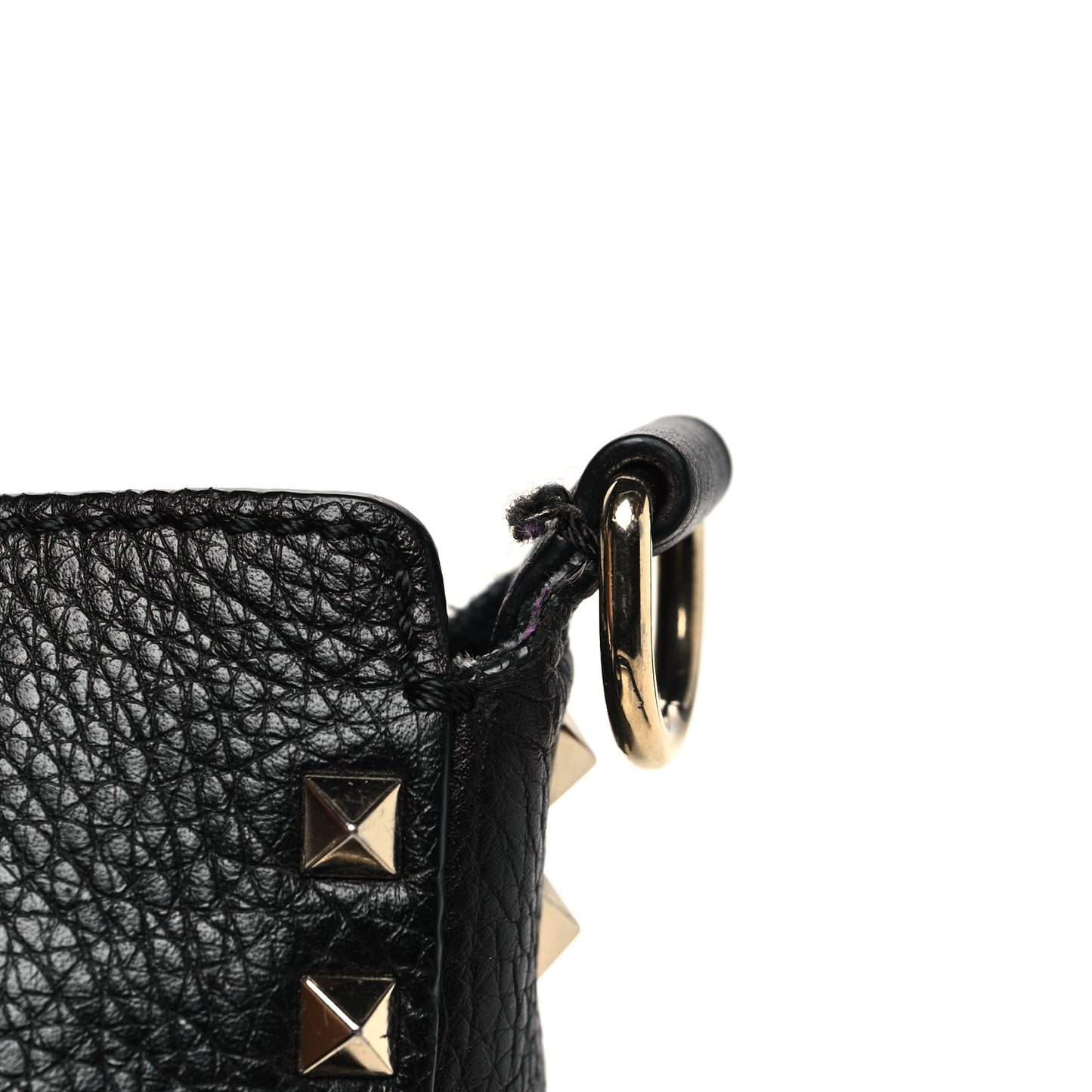 Pebbled Calfskin Mini Rockstud Flip-Lock Messenger Bag Black