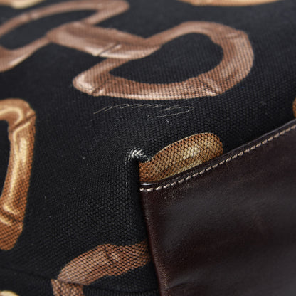 Gucci Canvas Bamboo Horsebit Print Tote Brown 12 of 14