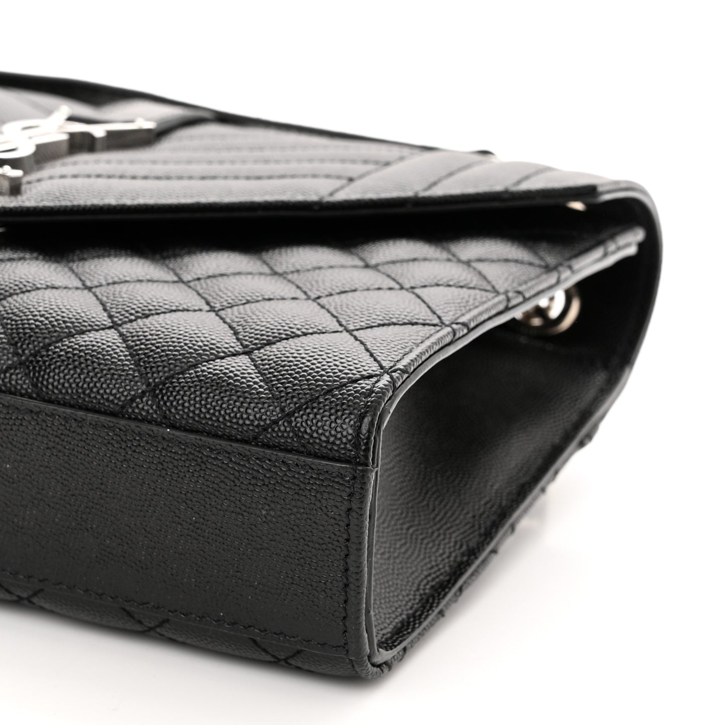 Grain De Poudre Textured Mixed Matelasse Triquilt Medium Monogram Satchel Black