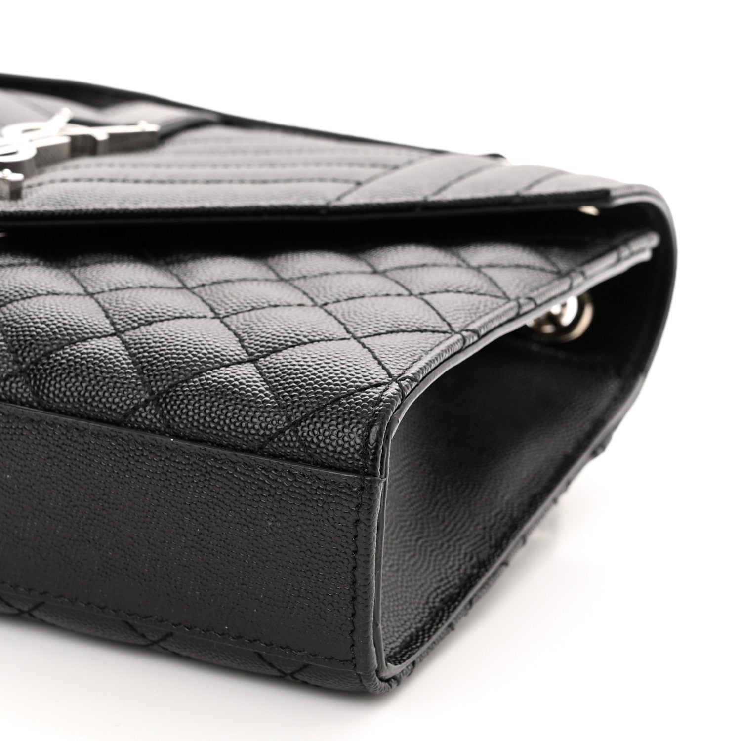 Saint Laurent Grain De Poudre Textured Mixed Matelasse Triquilt Medium Monogram Satchel Black 9 of 10
