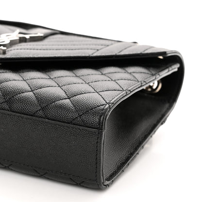 Saint Laurent Grain De Poudre Textured Mixed Matelasse Triquilt Medium Monogram Satchel Black 9 of 10
