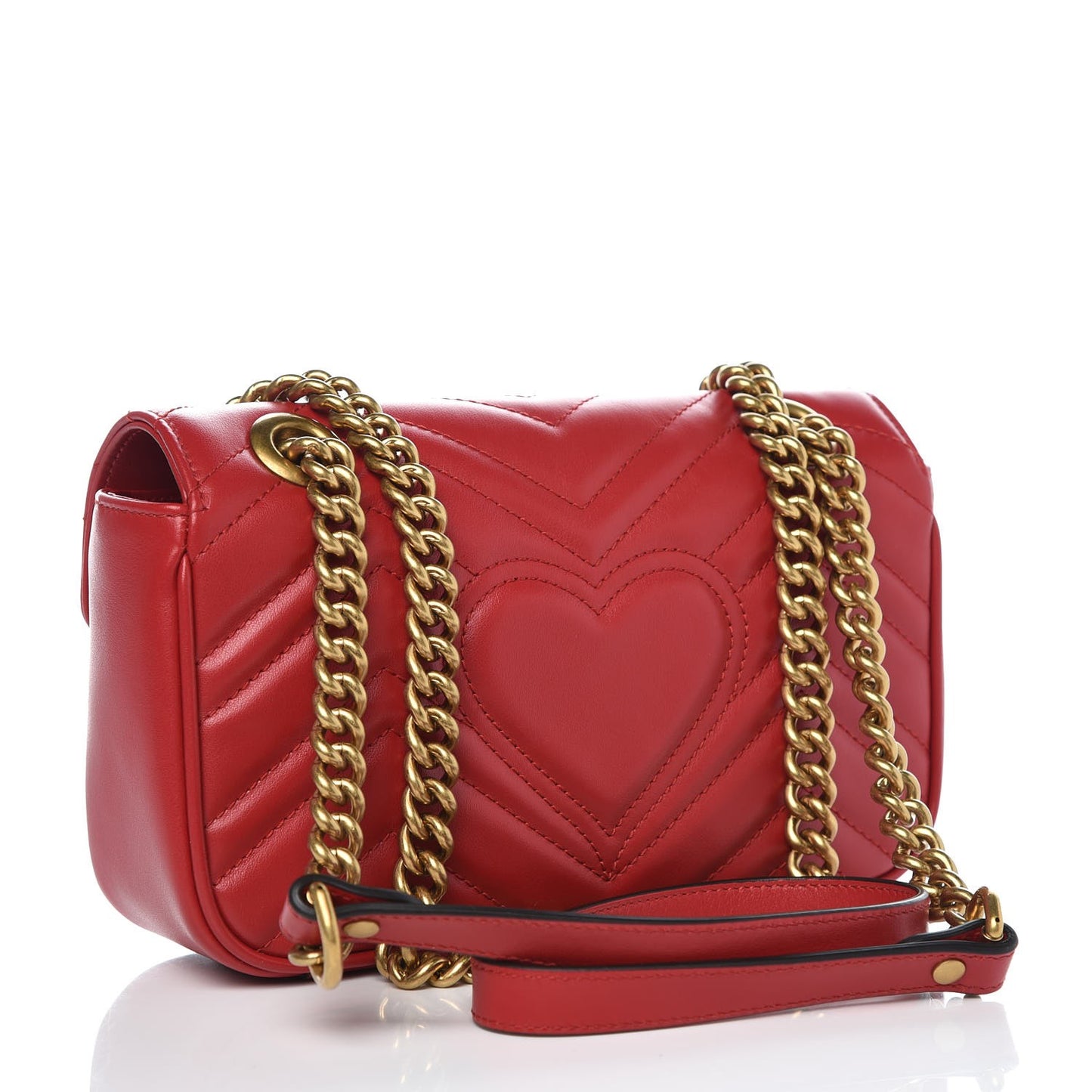 Calfskin Matelasse Mini GG Marmont Shoulder Bag Hibiscus Red