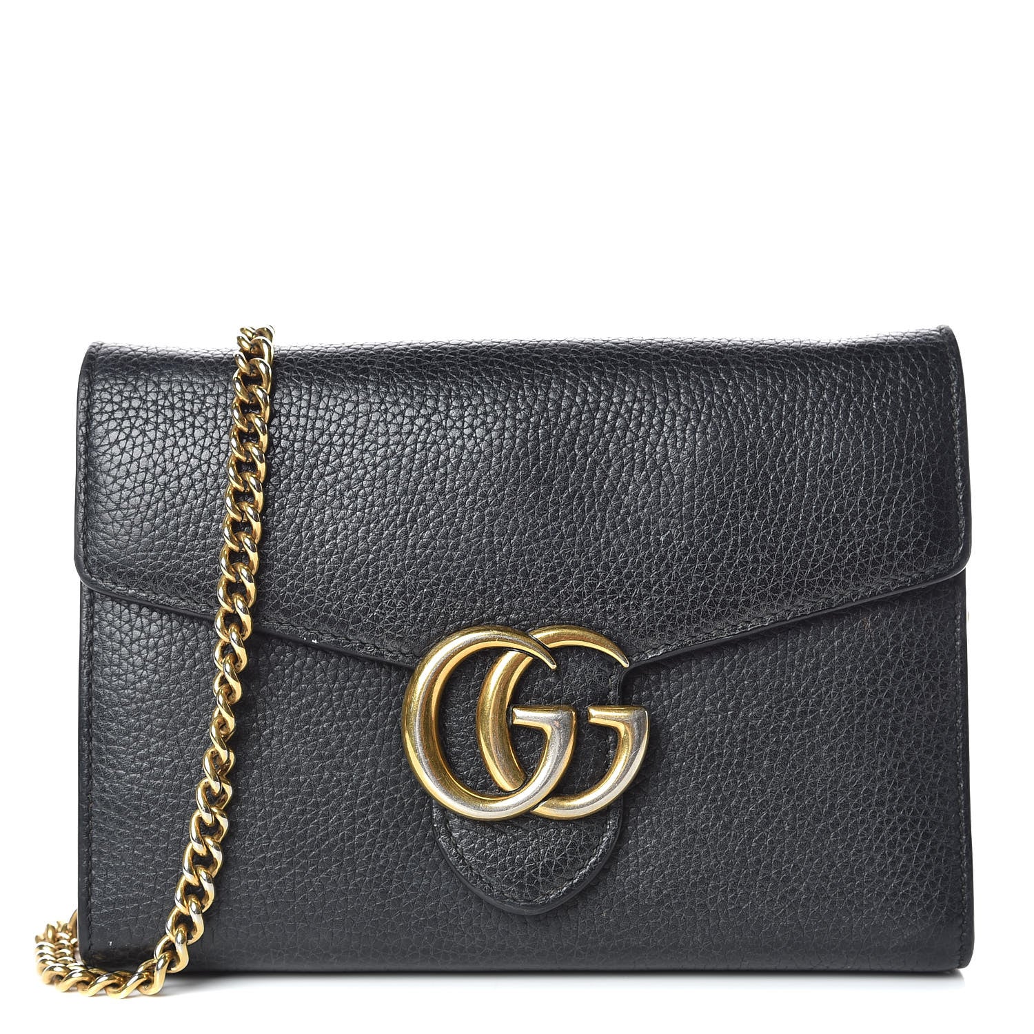Gucci Calfskin GG Marmont Chain Wallet Black 1 of 12