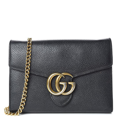 Gucci Calfskin GG Marmont Chain Wallet Black 1 of 12