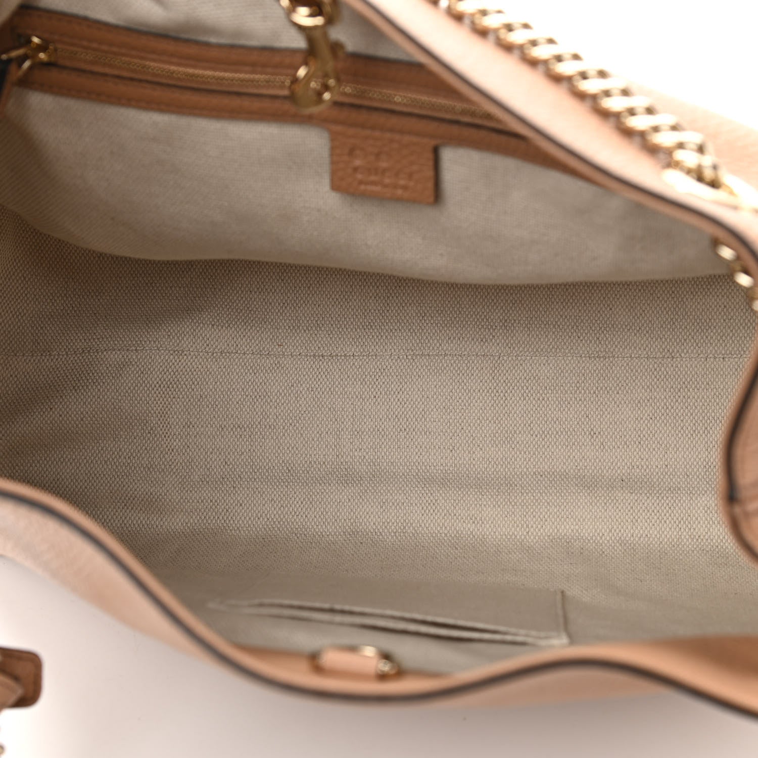 Gucci Pebbled Calfskin Medium Soho Chain Shoulder Bag Camelia 4 of 10