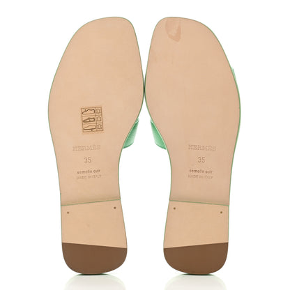 Hermes Epsom Oran Sandals 35 Vert Pomme 5 of 10