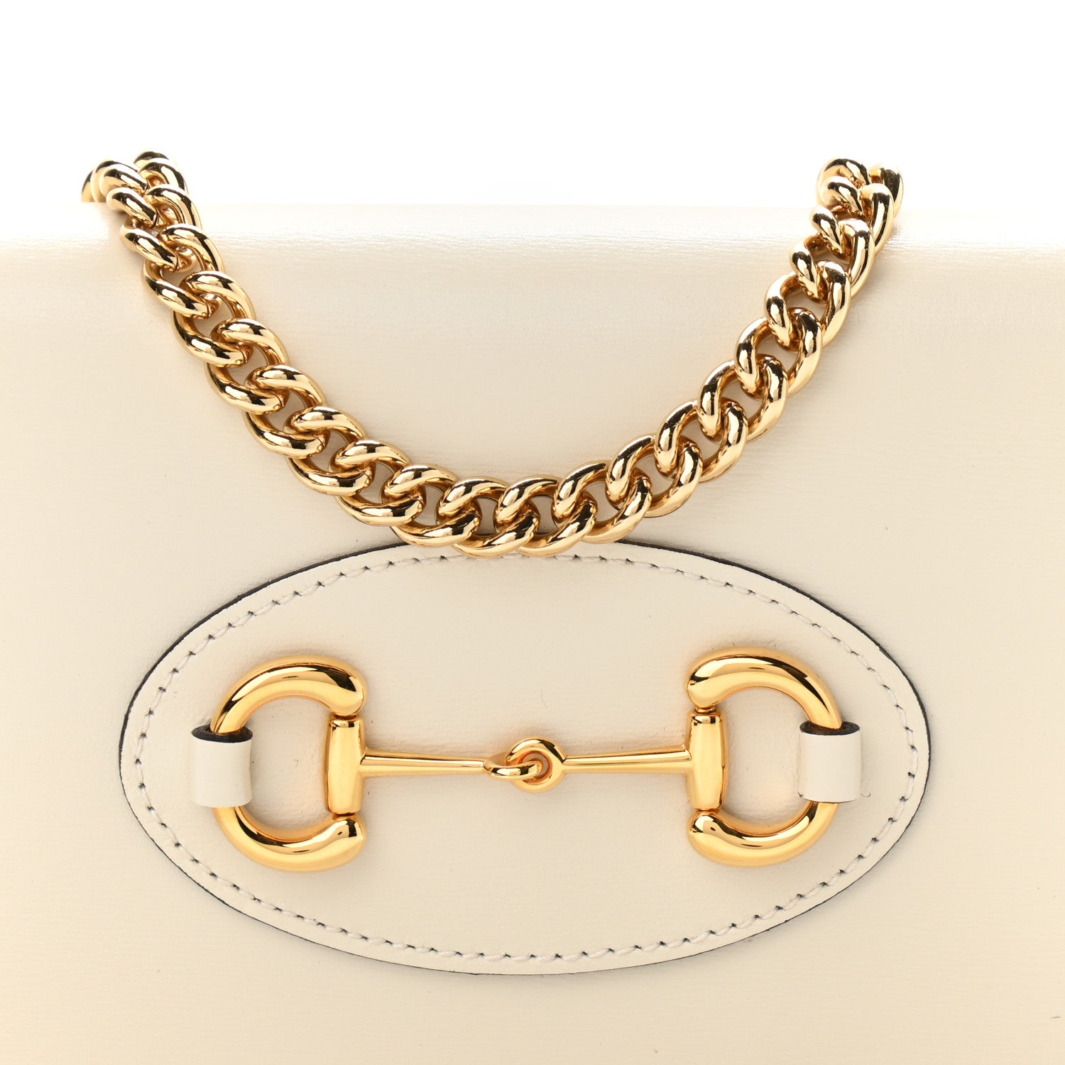 Gucci Boarded Plutone Calfskin Horsebit 1955 Wallet On Chain Mystic White 7 of 10