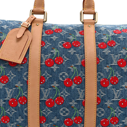 Louis Vuitton LV X TM Monogram Denim Cerises Keepall Bandouliere 45 Blue 6 of 8