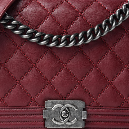 Chanel Calfskin Quilted Double Stitch New Medium Boy Flap Burgundy 11 of 12