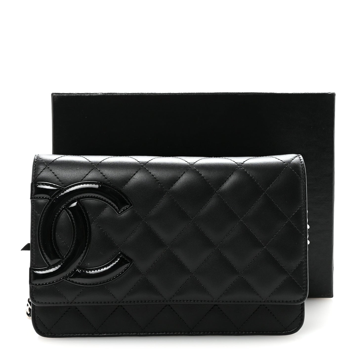Calfskin Quilted Cambon Wallet on Chain WOC Black