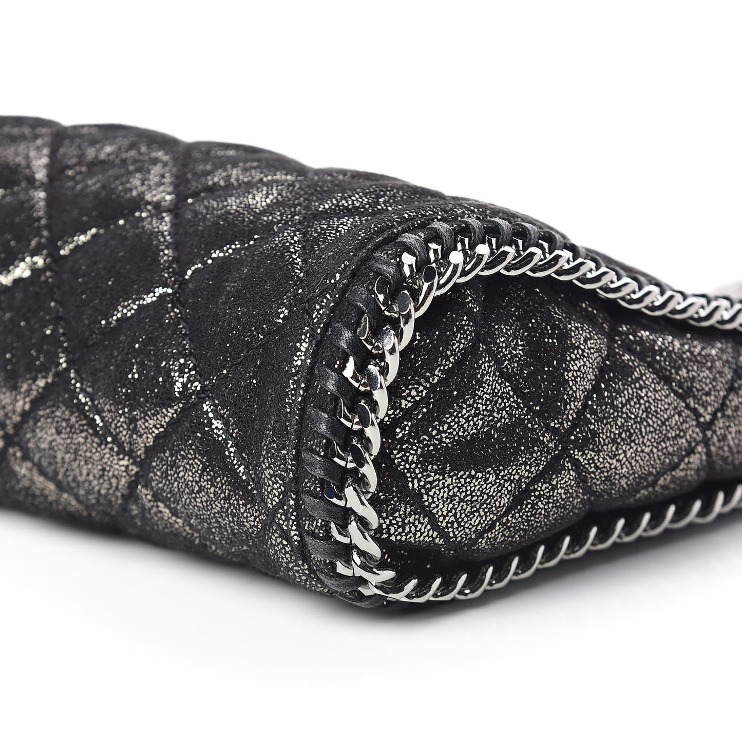 Chamois Shiny Dotted Quilted Mini Falabella Tote Ruthenium