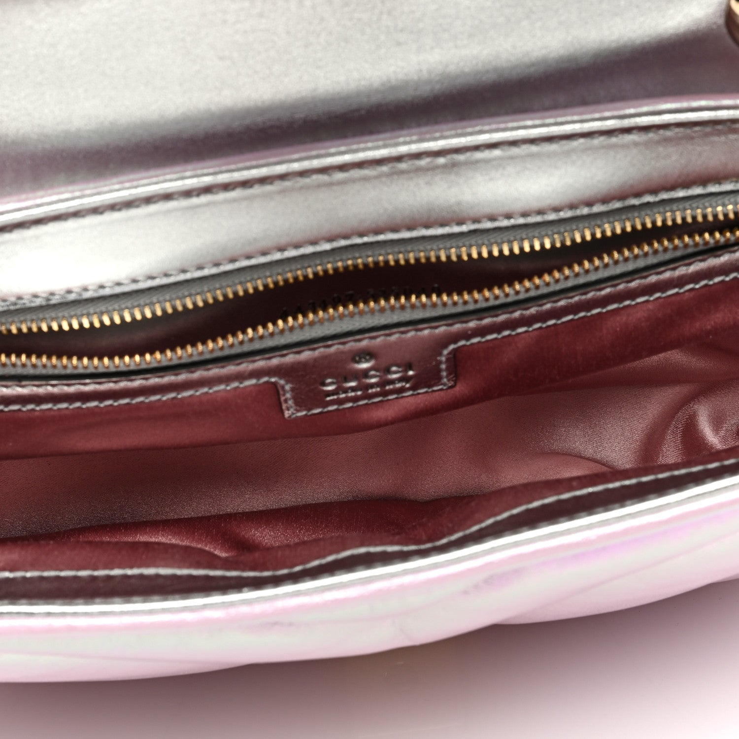 Gucci Iridescent Nappa Chevron Matelasse Small GG Marmont Shoulder Bag Iridescent Escape Pink 5 of 8