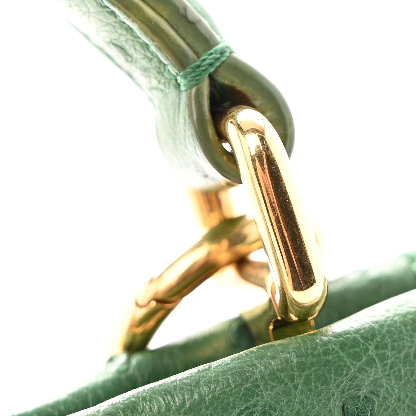 Ostrich Shiny Nappa Mini Peekaboo I SEE U Satchel Green