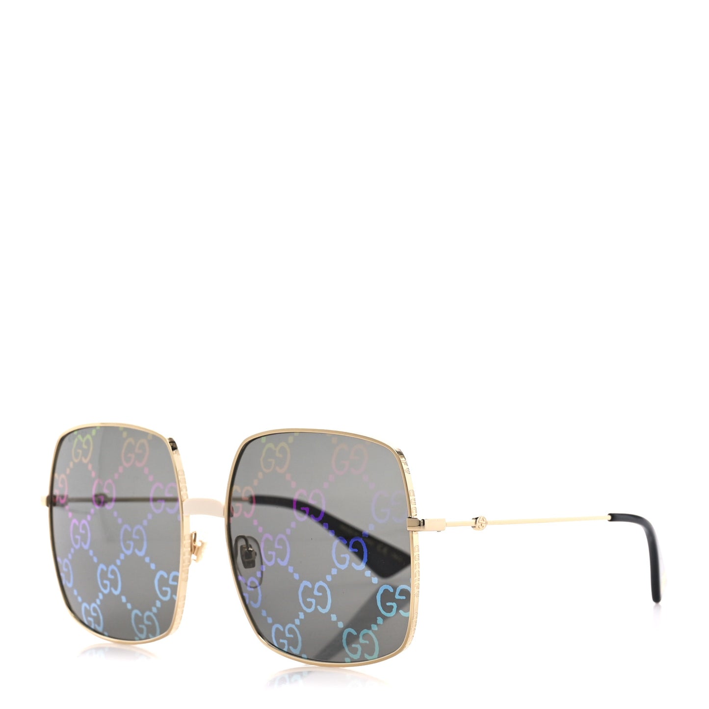 Metal Rectangular Frame Sunglasses GG0414S Gold Multicolor