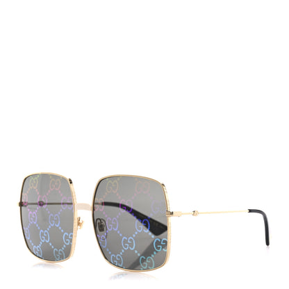 Gucci Metal Rectangular Frame Sunglasses GG0414S Gold Multicolor 1 of 7