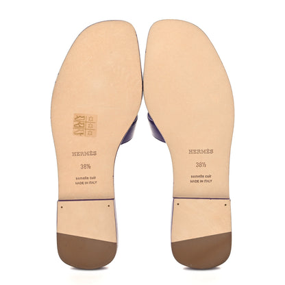 Hermes Calfskin Oran Sandals 38.5 Violet Majorette 5 of 9