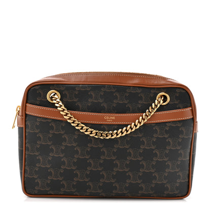 Celine Triomphe Canvas Calfskin Medium Patapans Tan 1 of 11