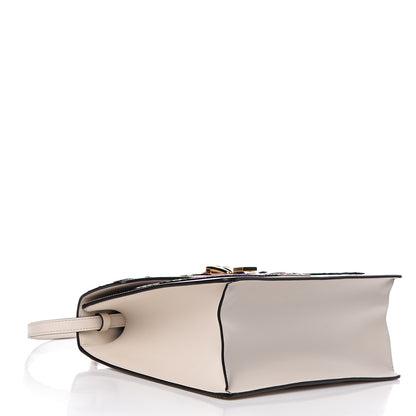 Gucci Calfskin Embroidered Medium Sylvie Top Handle Bag White 4 of 10