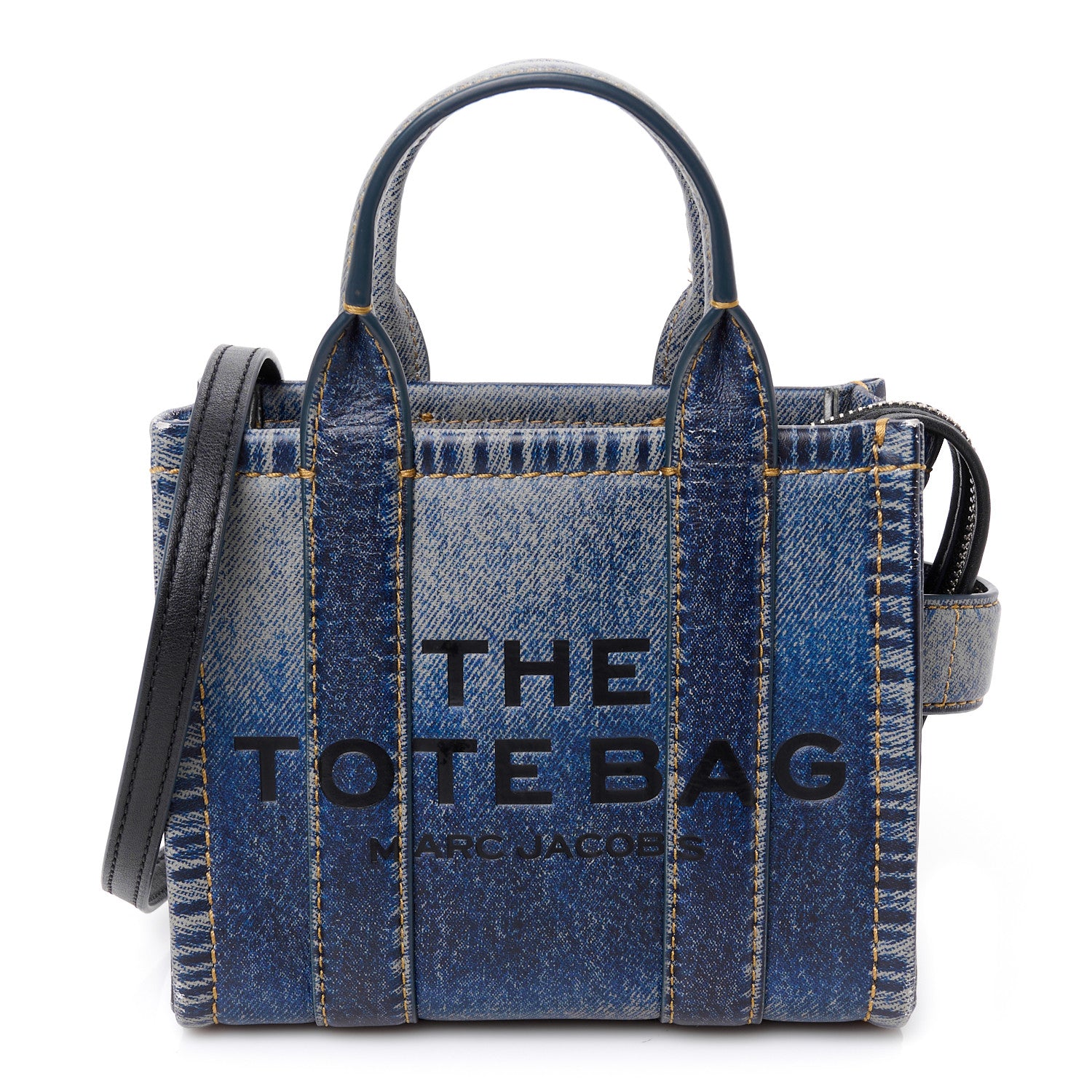 Marc Jacobs Denim Printed Calfskin Mini Tote Bag Blue 1 of 10